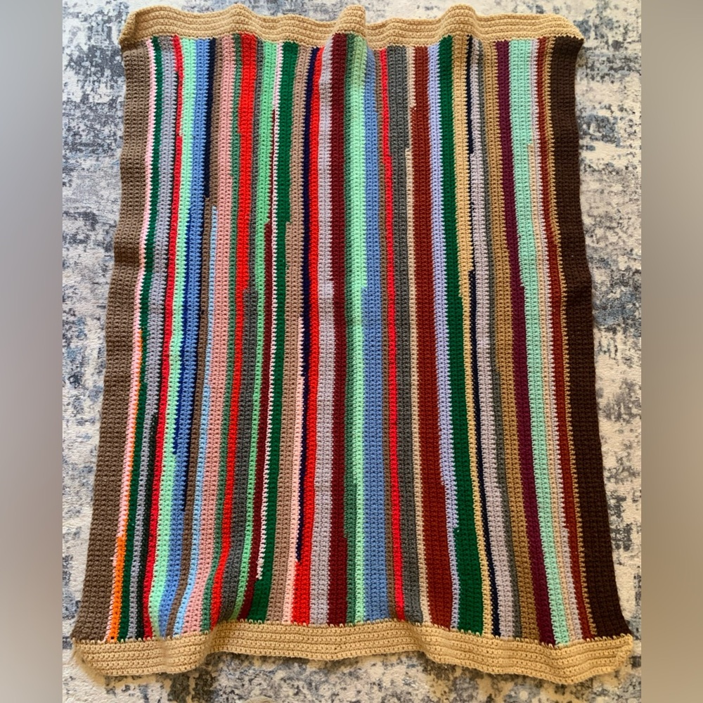 Handmade Crocheted Lap Blanket Afghan Throw Multicolor